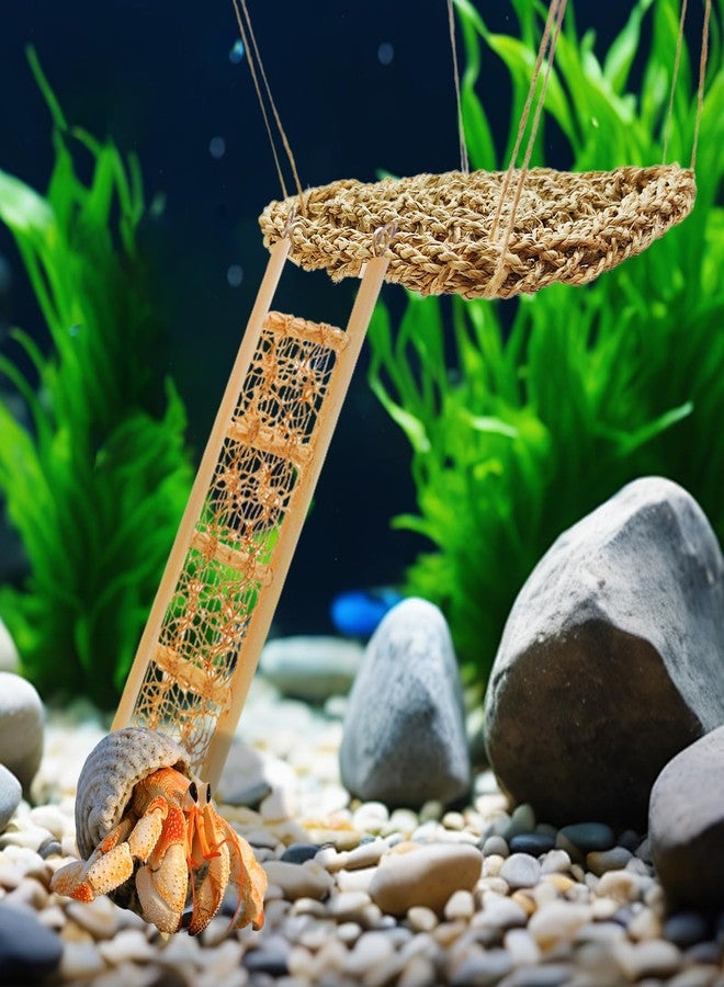 FEXICHUJI Hermit Crab Climbing Toys Set - Seagrass Hammock and Reptile Climbing Ladder with Small Brush, Hermit Crab Accessories for Tank and Aquarium Decoration - Image 3